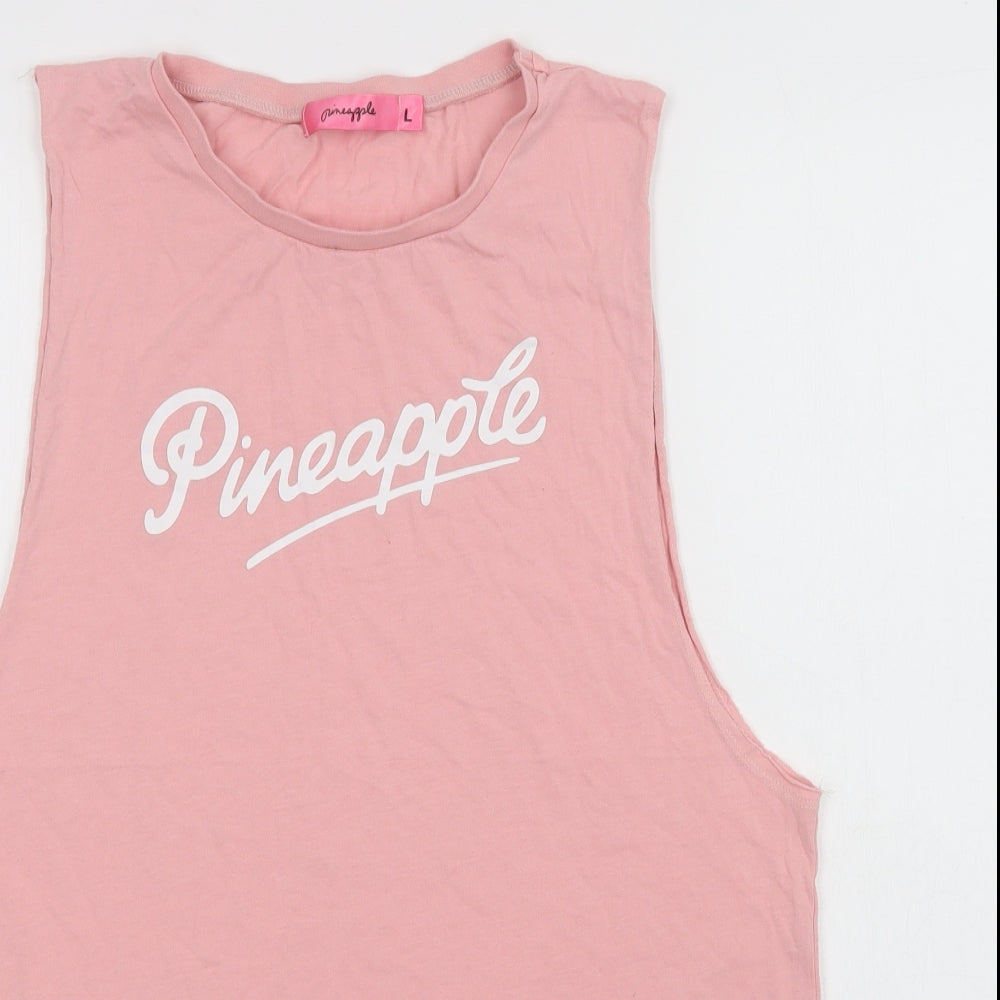 Pineapple Womens Pink  Viscose Basic Tank Size L Crew Neck