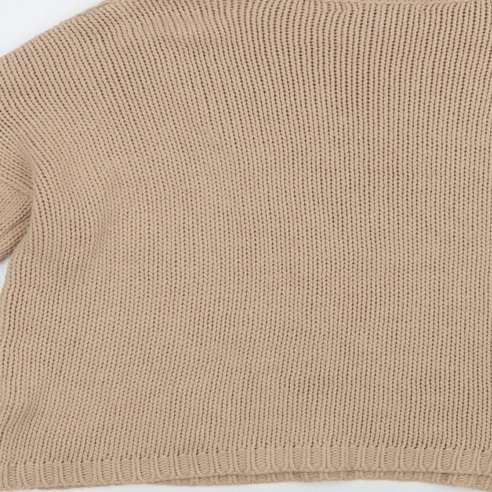 Primark Womens Beige Crew Neck  Acrylic Pullover Jumper Size M
