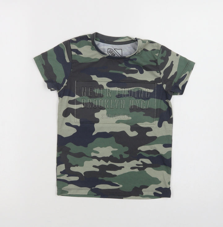 Matalan Boys Green Camouflage Polyester Basic Polo Size 6 Years Crew Neck
