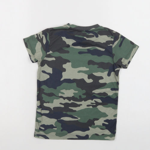 Matalan Boys Green Camouflage Polyester Basic Polo Size 6 Years Crew Neck