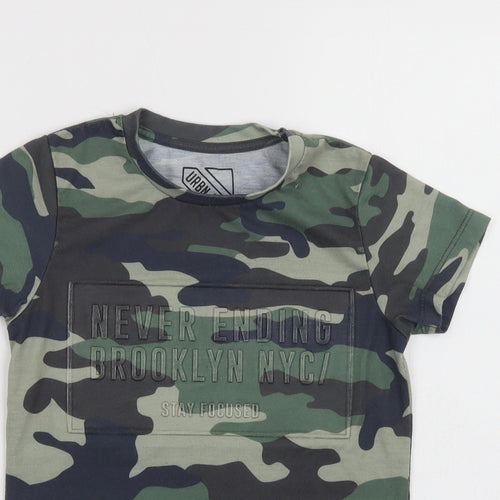 Matalan Boys Green Camouflage Polyester Basic Polo Size 6 Years Crew Neck