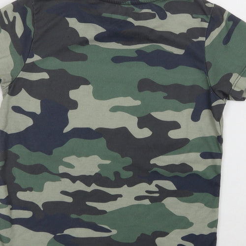 Matalan Boys Green Camouflage Polyester Basic Polo Size 6 Years Crew Neck
