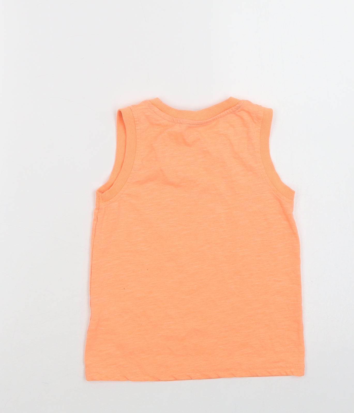 George Boys Orange  Polyester Basic Tank Size 5-6 Years Crew Neck  - Cali State