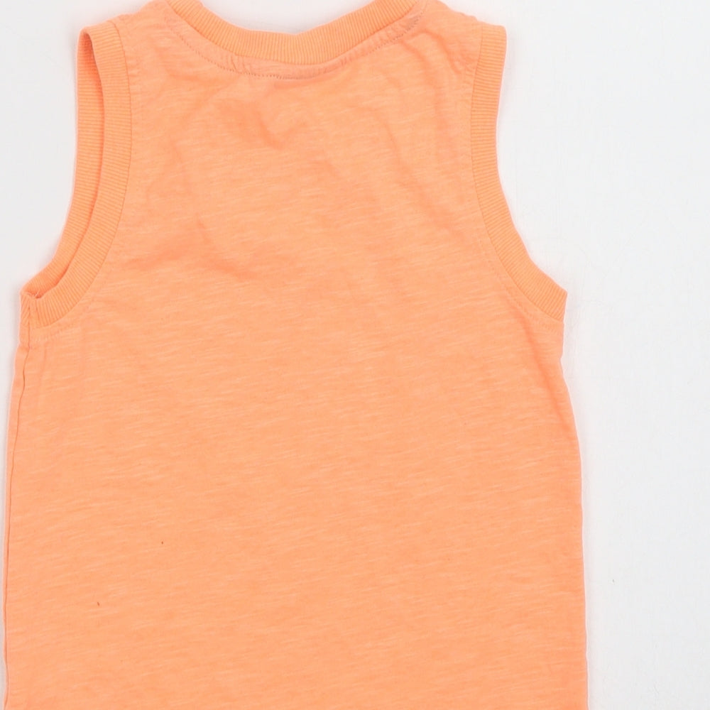 George Boys Orange  Polyester Basic Tank Size 5-6 Years Crew Neck  - Cali State