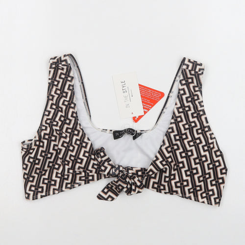 In the Style Womens Beige Geometric Polyester Cropped Tank Size 14 Sweetheart - Bralette