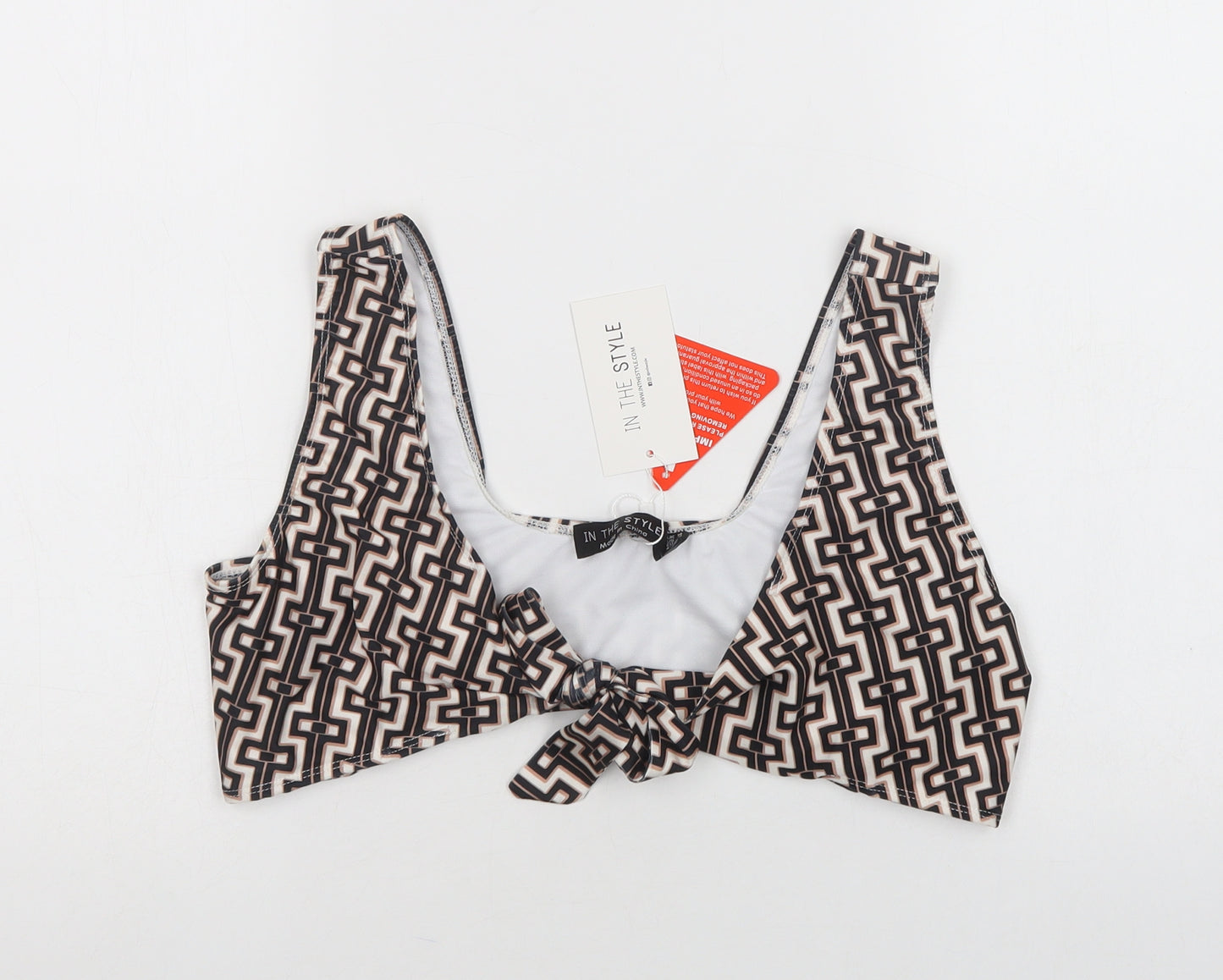 In the Style Womens Beige Geometric Polyester Cropped Tank Size 14 Sweetheart - Bralette