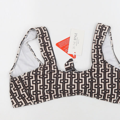 In the Style Womens Beige Geometric Polyester Cropped Tank Size 14 Sweetheart - Bralette