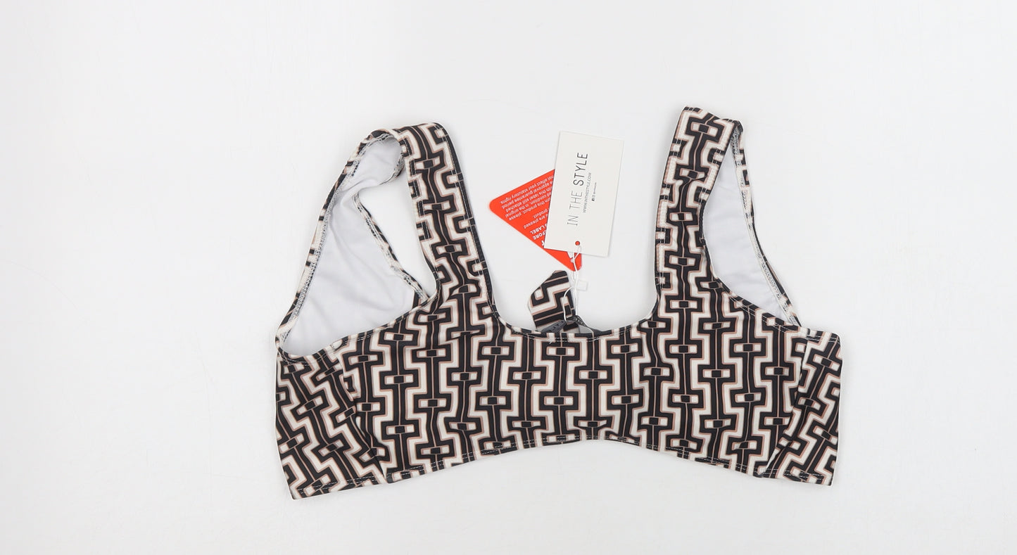 In the Style Womens Beige Geometric Polyester Cropped Tank Size 14 Sweetheart - Bralette