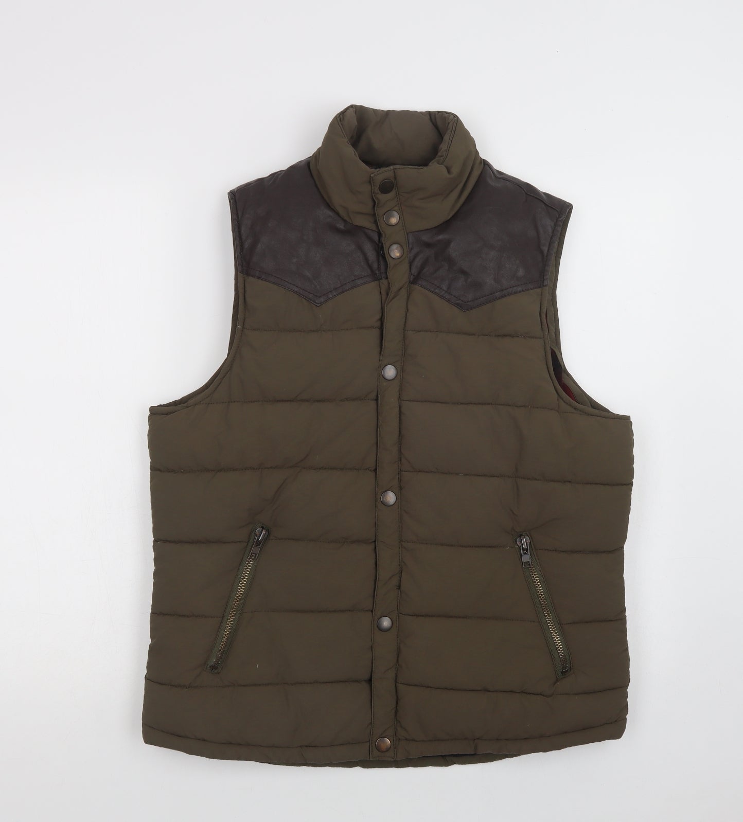 River Island Mens Green   Gilet Waistcoat Size M  Zip