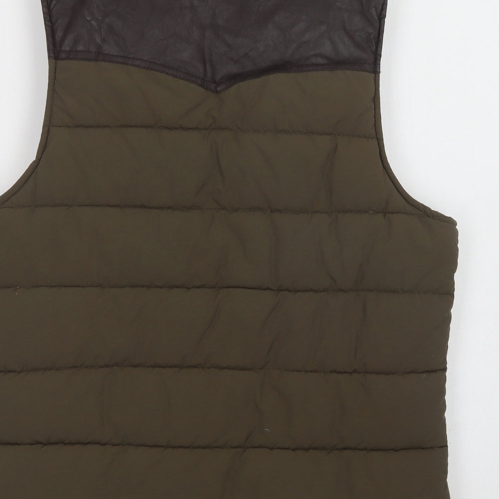 River Island Mens Green   Gilet Waistcoat Size M  Zip