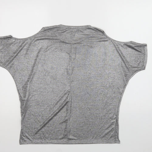 New Look Womens Silver  Polyester Basic Blouse Size 10 Crew Neck - Cold Shoulder