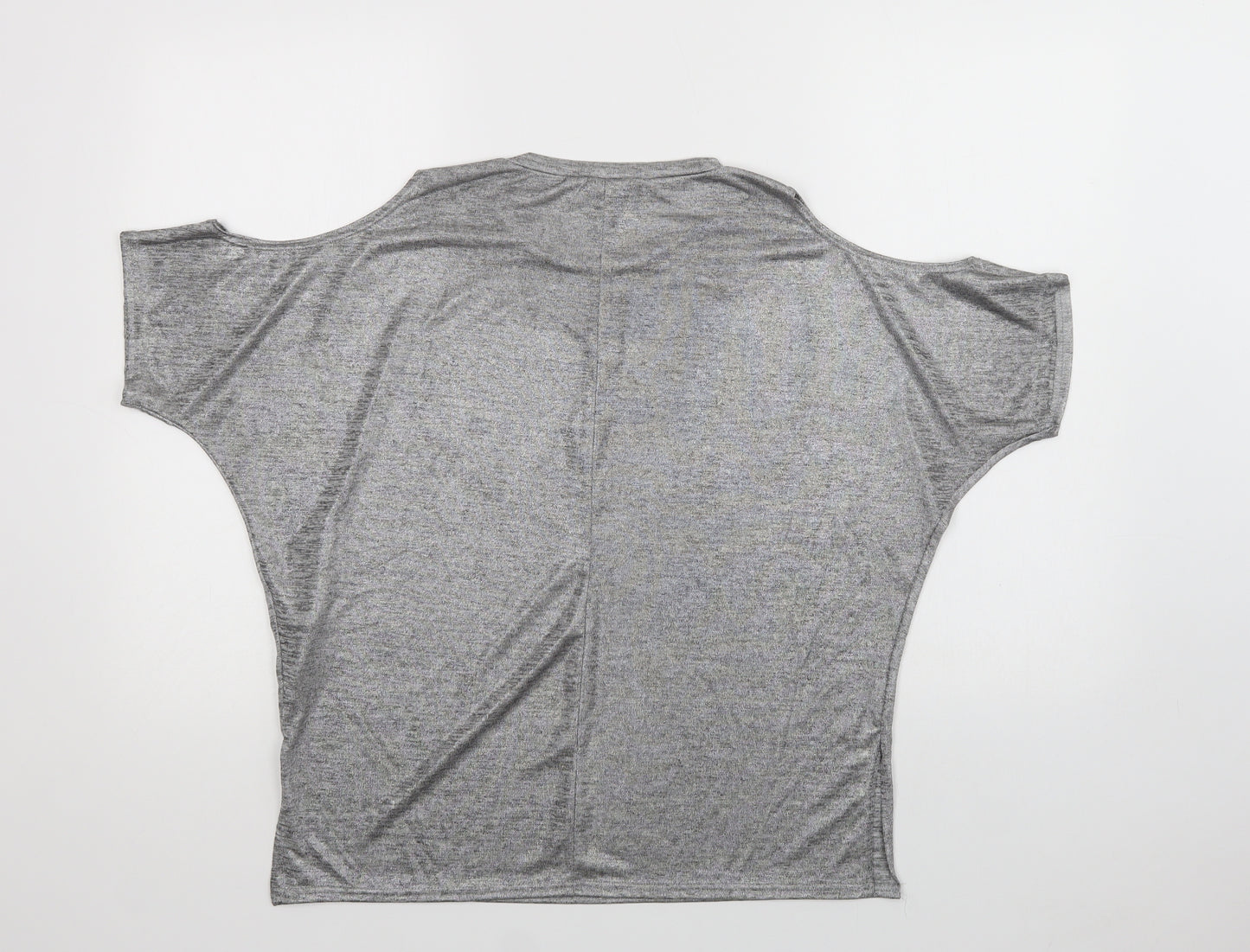 New Look Womens Silver  Polyester Basic Blouse Size 10 Crew Neck - Cold Shoulder