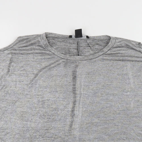 New Look Womens Silver  Polyester Basic Blouse Size 10 Crew Neck - Cold Shoulder