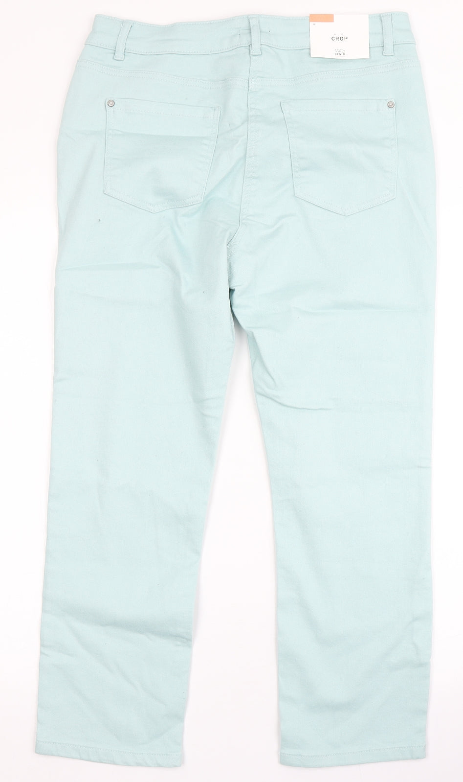 M&Co Womens Blue  Cotton Blend Cropped Jeans Size 12 L24 in Regular Button