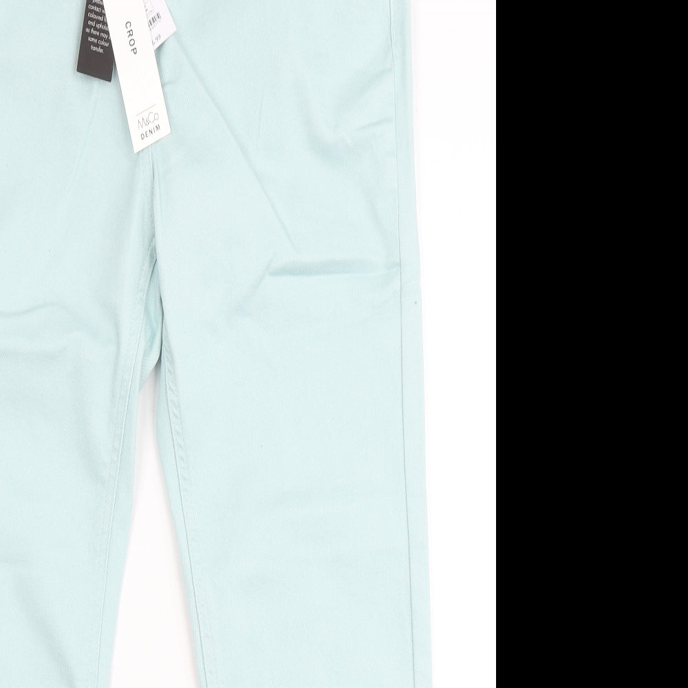 M&Co Womens Blue  Cotton Blend Cropped Jeans Size 12 L24 in Regular Button