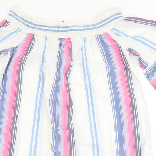 F&F Womens Multicoloured Striped Cotton A-Line  Size S  Off the Shoulder