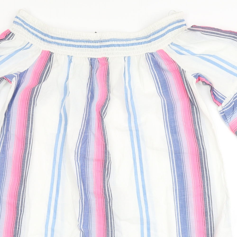 F&F Womens Multicoloured Striped Cotton A-Line  Size S  Off the Shoulder