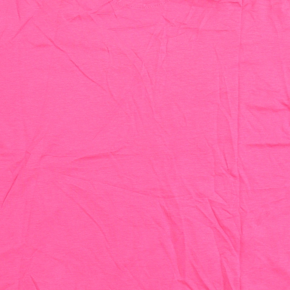 Emreco Womens Pink  Cotton Basic T-Shirt Size 18 Round Neck - Flowers