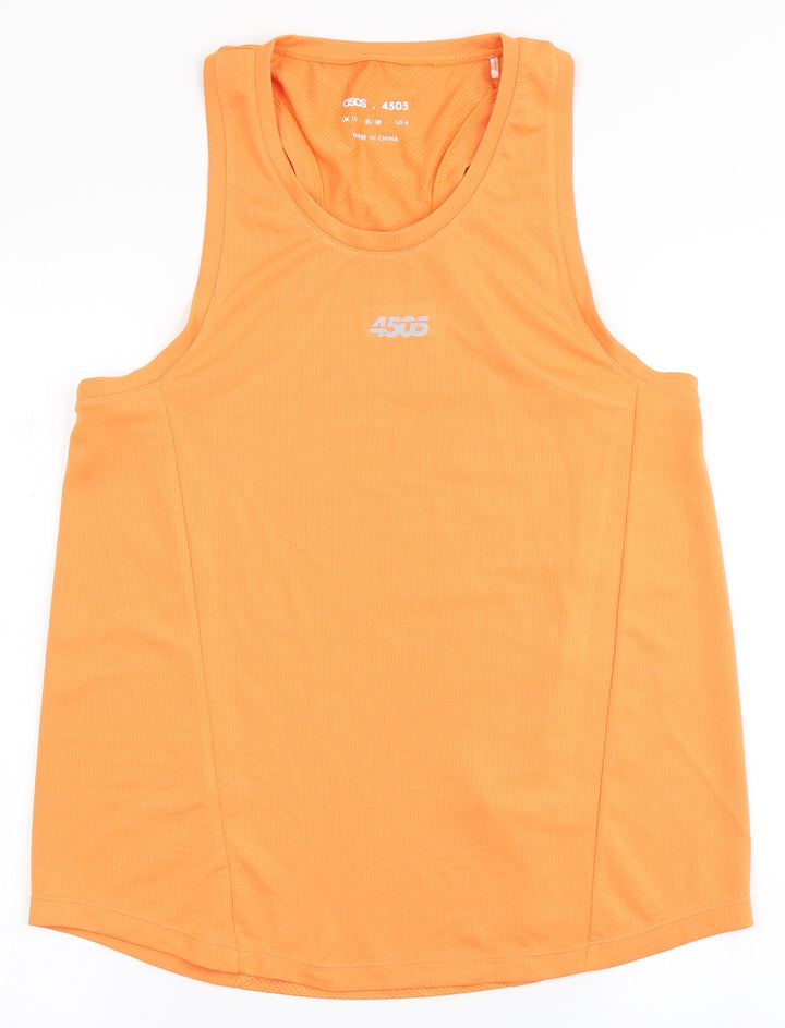 ASOS Womens Orange Polyester Basic Tank Size 10 Round Neck