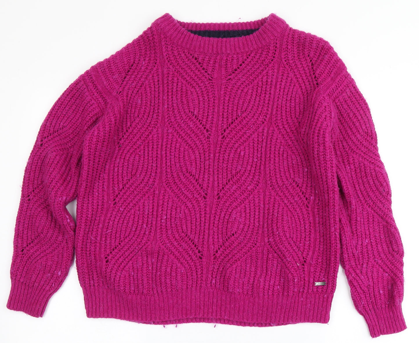 Joules Womens Pink Round Neck  Acrylic Pullover Jumper Size 6