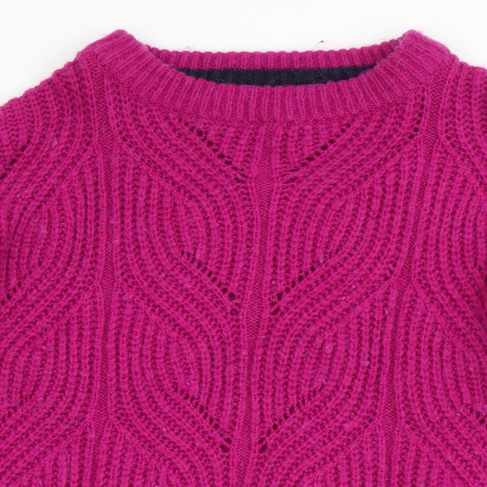 Joules Womens Pink Round Neck  Acrylic Pullover Jumper Size 6