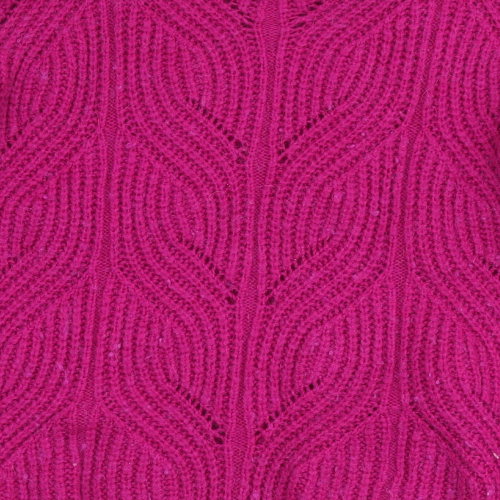 Joules Womens Pink Round Neck  Acrylic Pullover Jumper Size 6