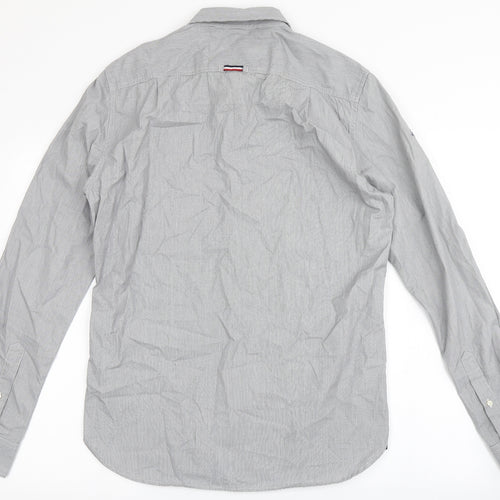 Superdrug Mens Grey  Cotton  Button-Up Size M Round Neck Button - Chest Pocket