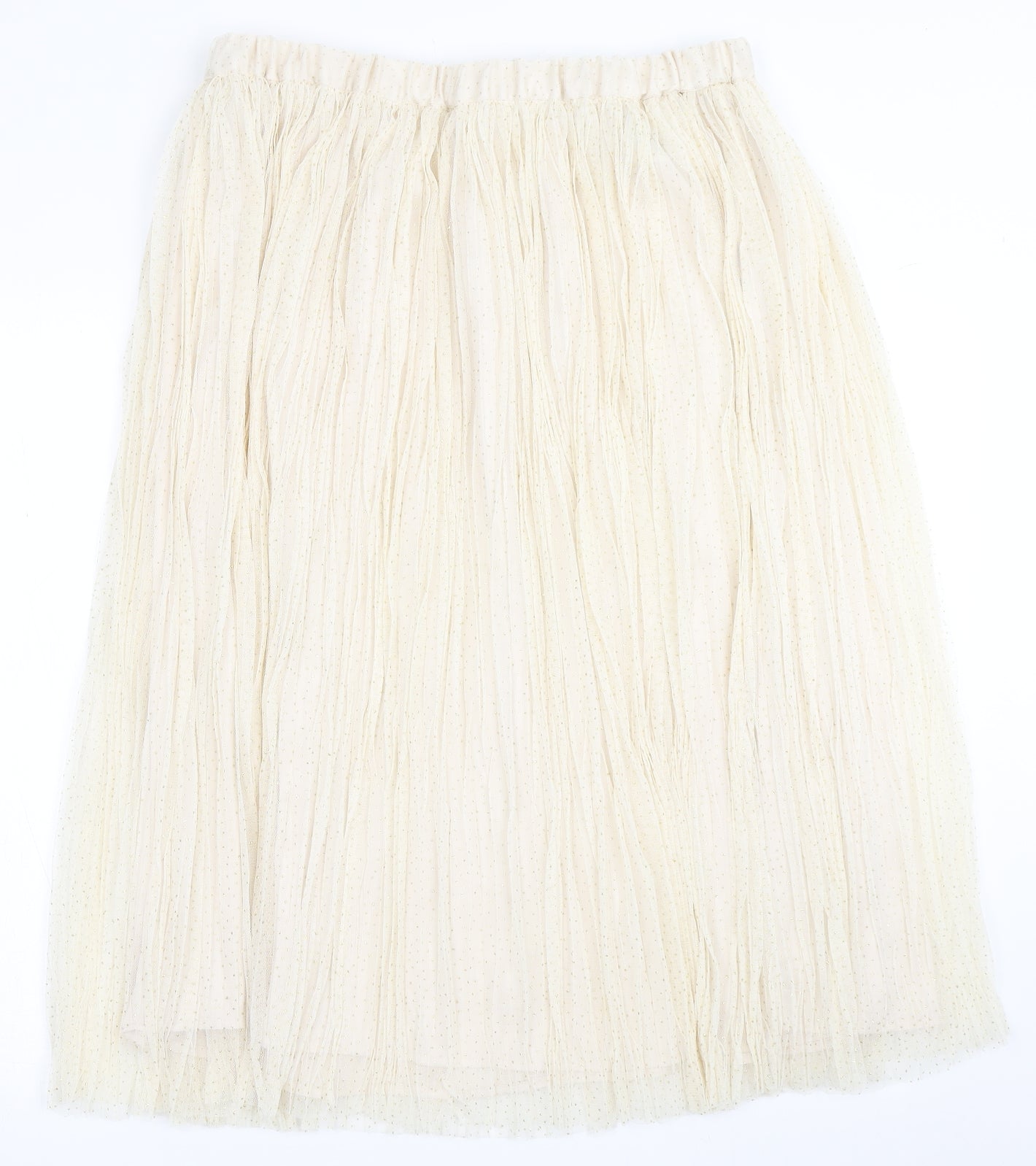 H&M Womens Beige Polka Dot Polyester Pleated Skirt Size M    - Tulle