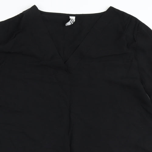 JDY Womens Black  Viscose Basic Blouse Size 8 V-Neck