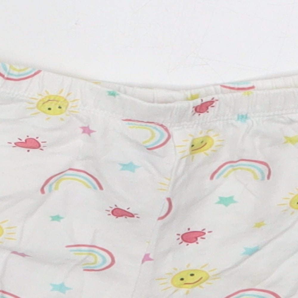 F&F Girls White Geometric Cotton Sweat Shorts Size 2-3 Years  Regular  - Sun and Rainbows Sleep Shorts