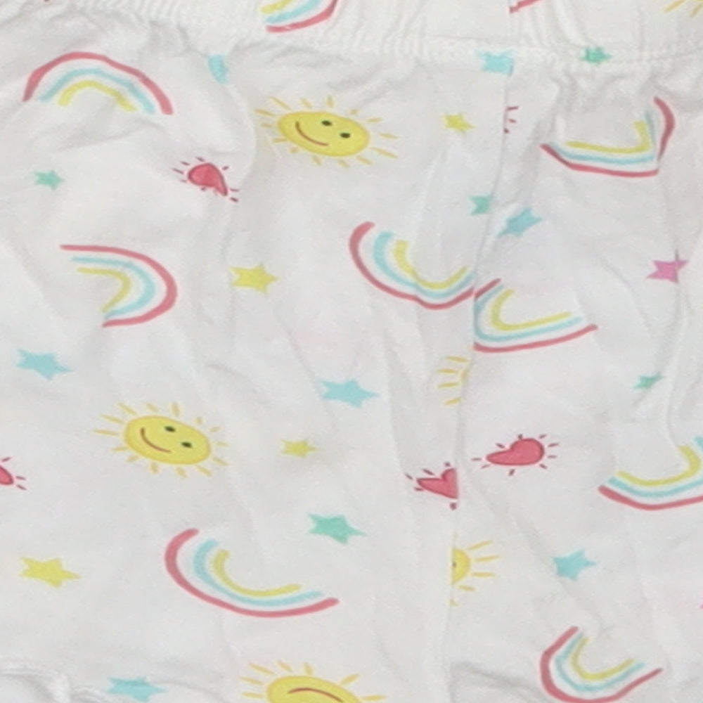 F&F Girls White Geometric Cotton Sweat Shorts Size 2-3 Years  Regular  - Sun and Rainbows Sleep Shorts