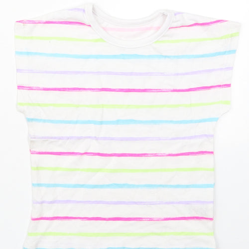 Dunnes Girls Multicoloured Striped Cotton Basic T-Shirt Size 2-3 Years Crew Neck Pullover