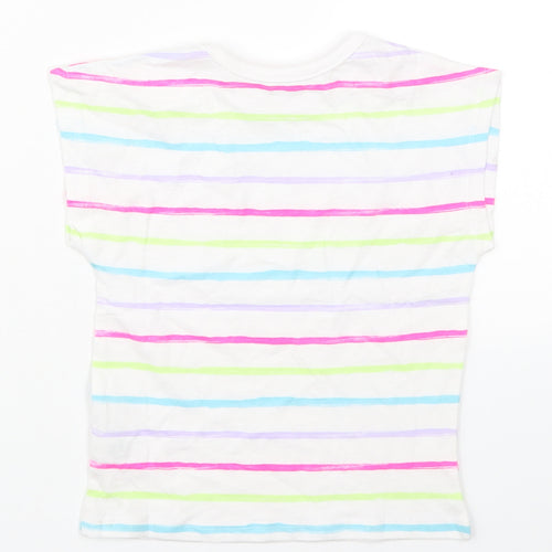 Dunnes Girls Multicoloured Striped Cotton Basic T-Shirt Size 2-3 Years Crew Neck Pullover