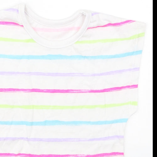 Dunnes Girls Multicoloured Striped Cotton Basic T-Shirt Size 2-3 Years Crew Neck Pullover