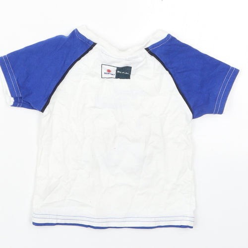 Clinton Enterprises Boys Blue Colourblock Cotton Basic T-Shirt Size 18-24 Months Crew Neck Pullover - Suzuki Bear
