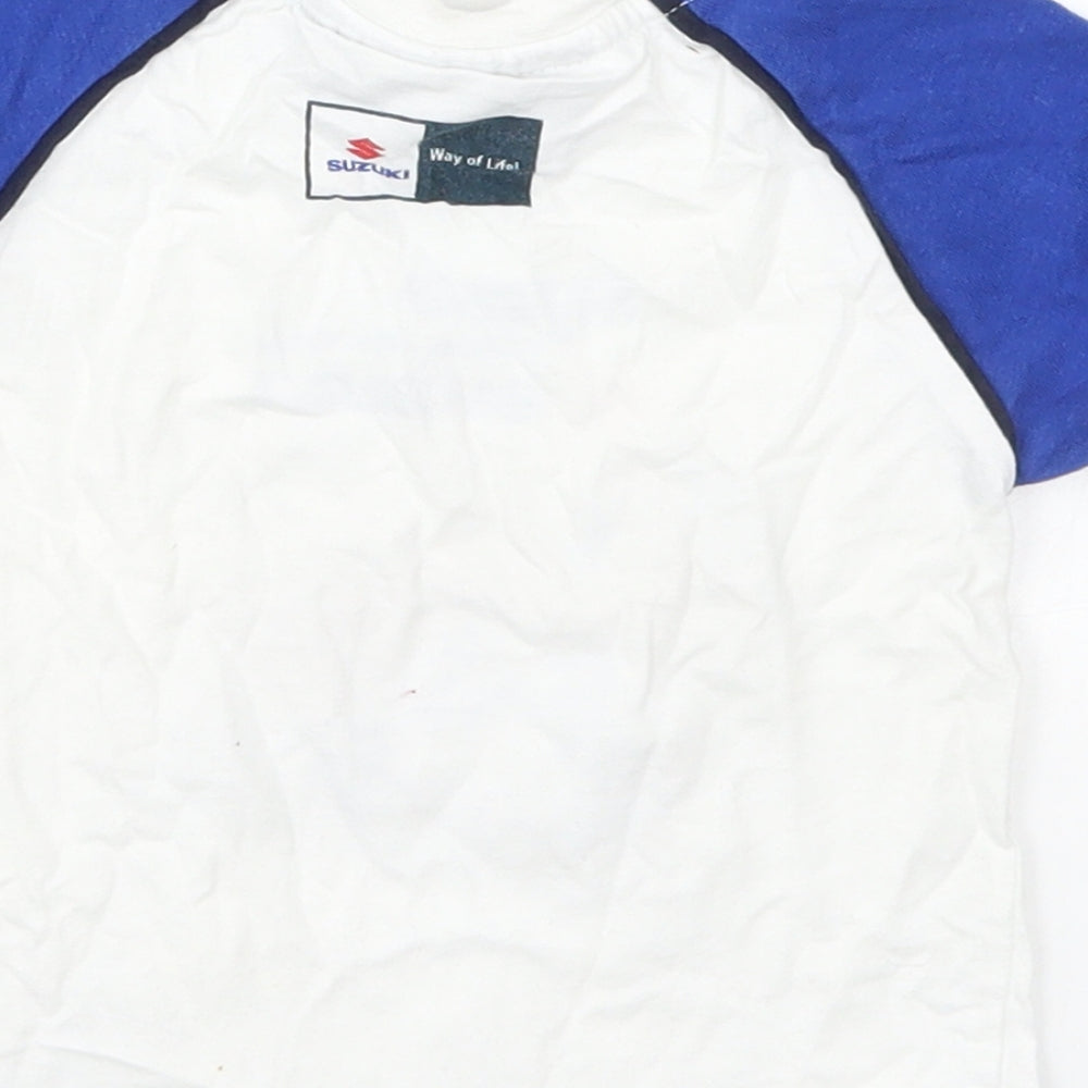 Clinton Enterprises Boys Blue Colourblock Cotton Basic T-Shirt Size 18-24 Months Crew Neck Pullover - Suzuki Bear