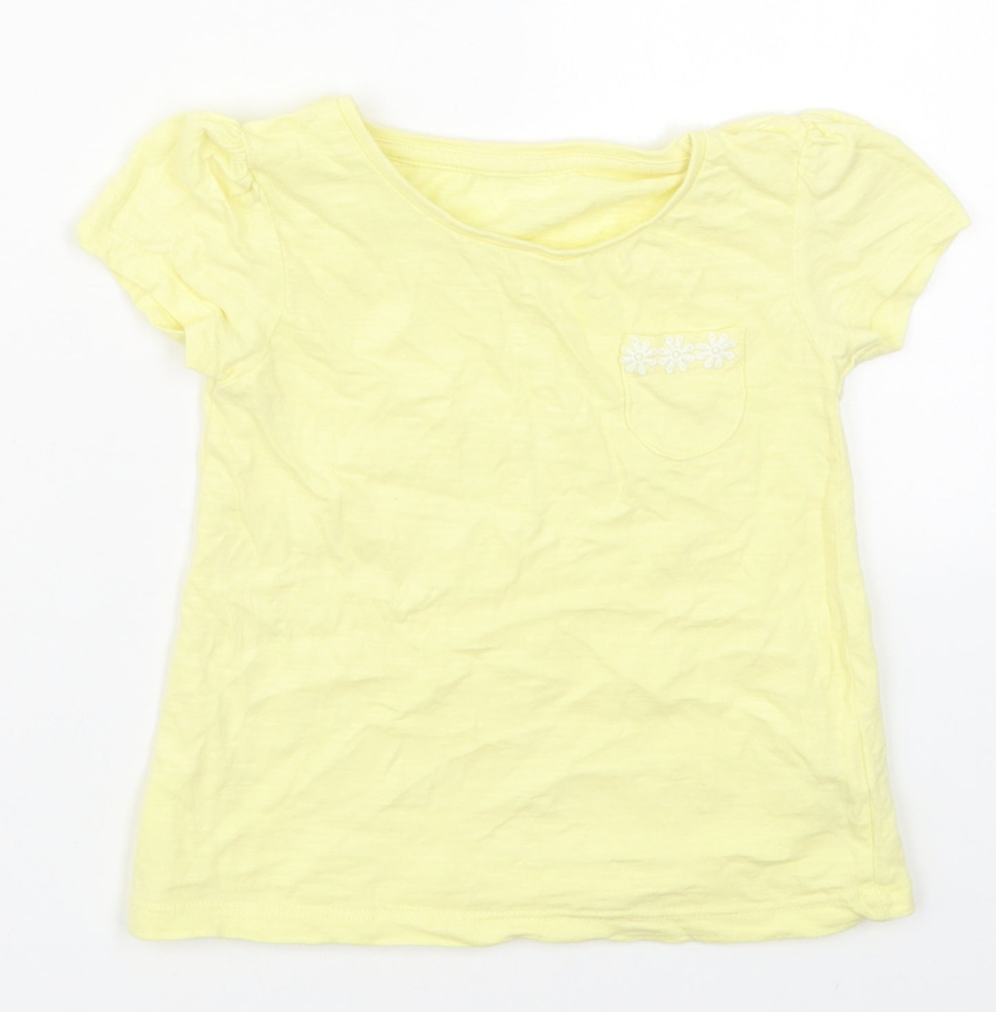 Dunnes Girls Yellow  Cotton Basic T-Shirt Size 2-3 Years Crew Neck Pullover