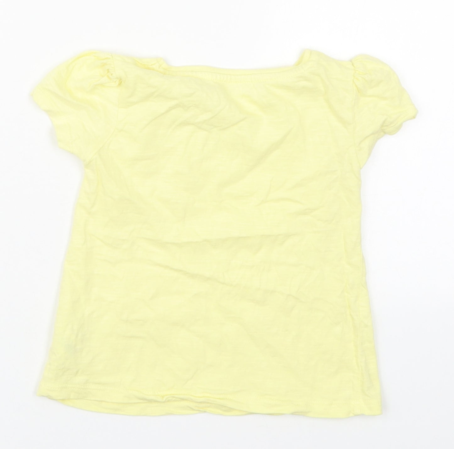 Dunnes Girls Yellow  Cotton Basic T-Shirt Size 2-3 Years Crew Neck Pullover