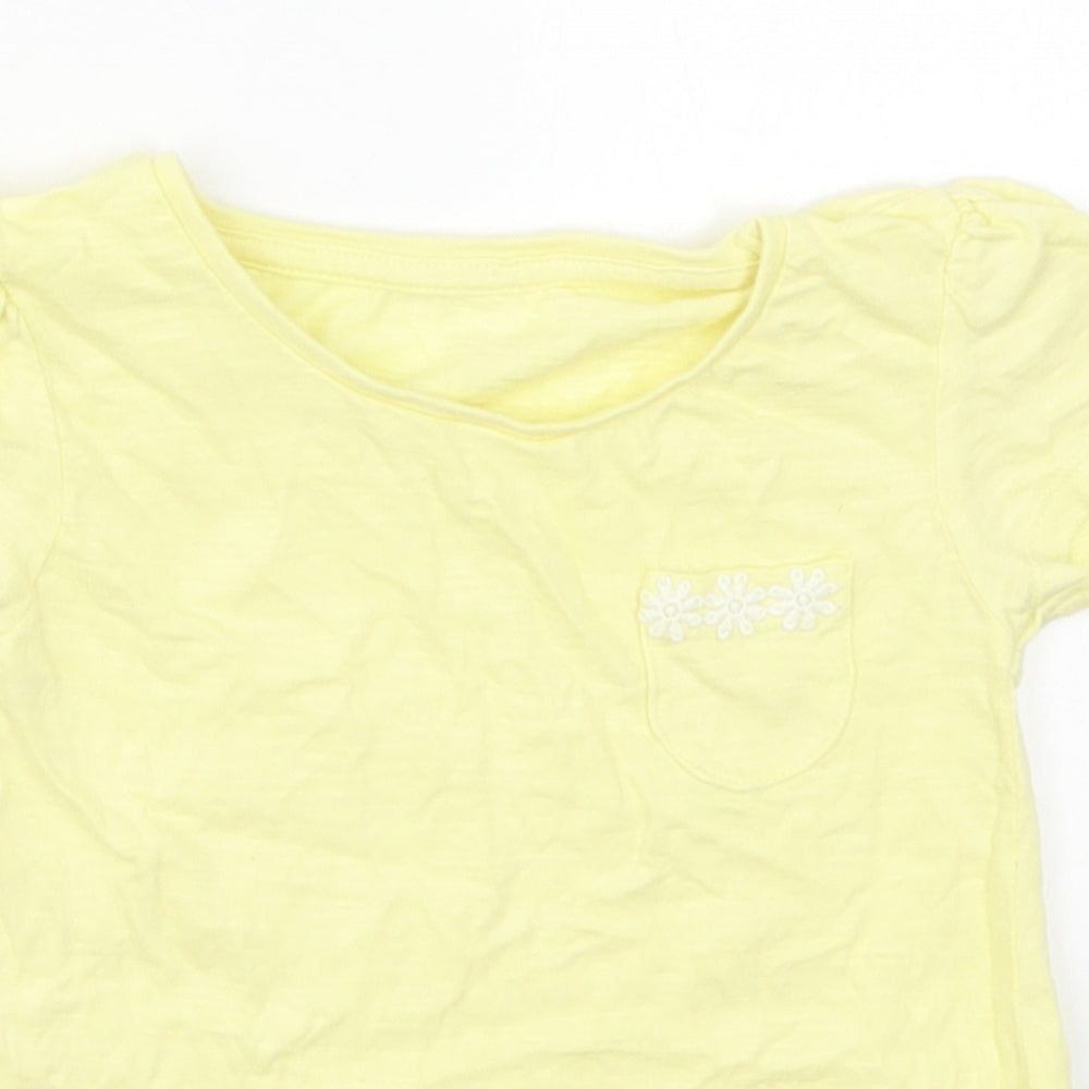 Dunnes Girls Yellow  Cotton Basic T-Shirt Size 2-3 Years Crew Neck Pullover