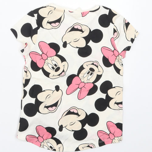 F&F Girls Multicoloured  Cotton Basic T-Shirt Size 2-3 Years Crew Neck Pullover - Minnie Mouse