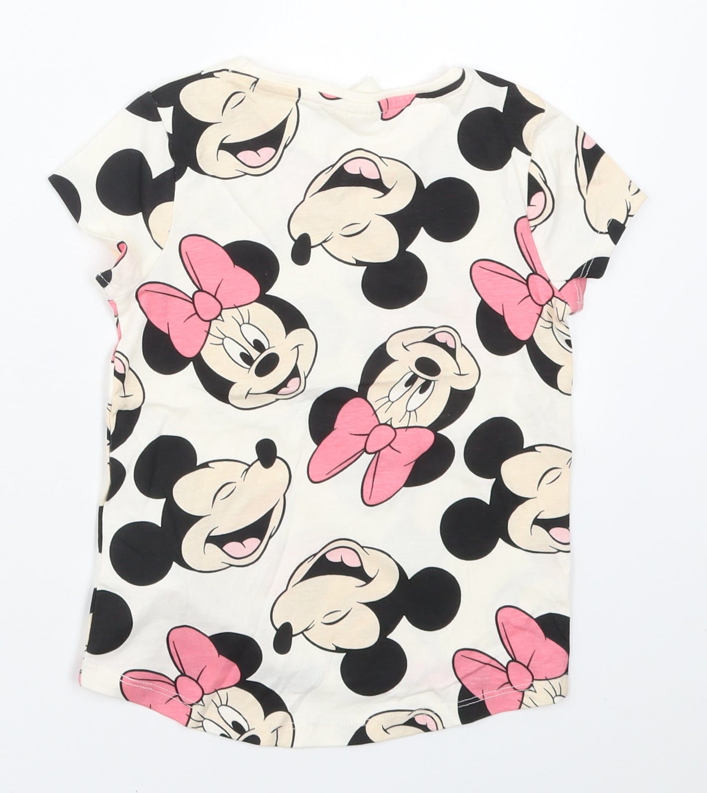 F&F Girls Multicoloured  Cotton Basic T-Shirt Size 2-3 Years Crew Neck Pullover - Minnie Mouse