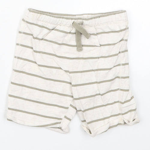 Fred & Flo Boys Beige Striped Cotton Cropped Trousers Size 18-24 Months  Drawstring - Shorts