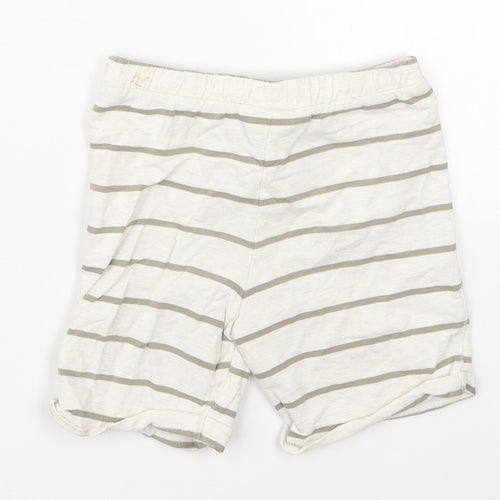 Fred & Flo Boys Beige Striped Cotton Cropped Trousers Size 18-24 Months  Drawstring - Shorts