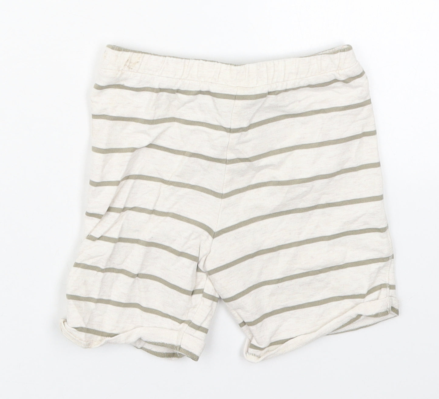 Fred & Flo Boys Beige Striped Cotton Cropped Trousers Size 18-24 Months  Drawstring - Shorts