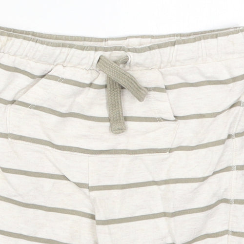 Fred & Flo Boys Beige Striped Cotton Cropped Trousers Size 18-24 Months  Drawstring - Shorts