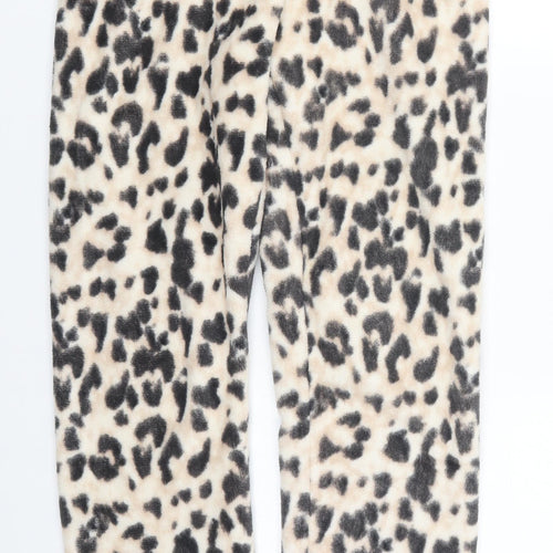 Dunnes Womens Beige Animal Print Polyester Trousers  Size S L30 in Regular  - Pyjama Pants
