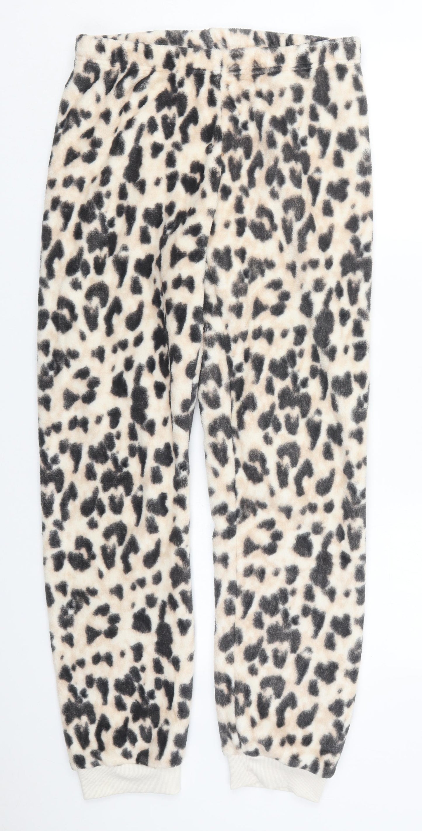 Dunnes Womens Beige Animal Print Polyester Trousers  Size S L30 in Regular  - Pyjama Pants
