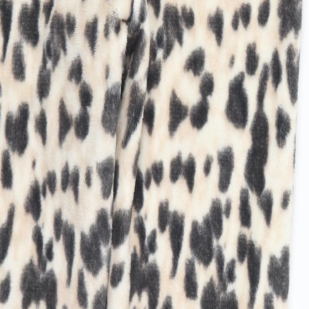 Dunnes Womens Beige Animal Print Polyester Trousers  Size S L30 in Regular  - Pyjama Pants