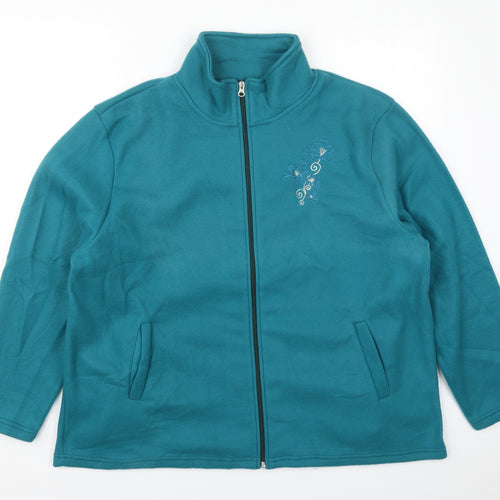 Anne De Lancay Womens Blue   Jacket  Size XL  Zip - Flower