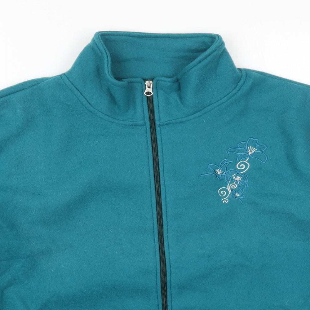 Anne De Lancay Womens Blue   Jacket  Size XL  Zip - Flower